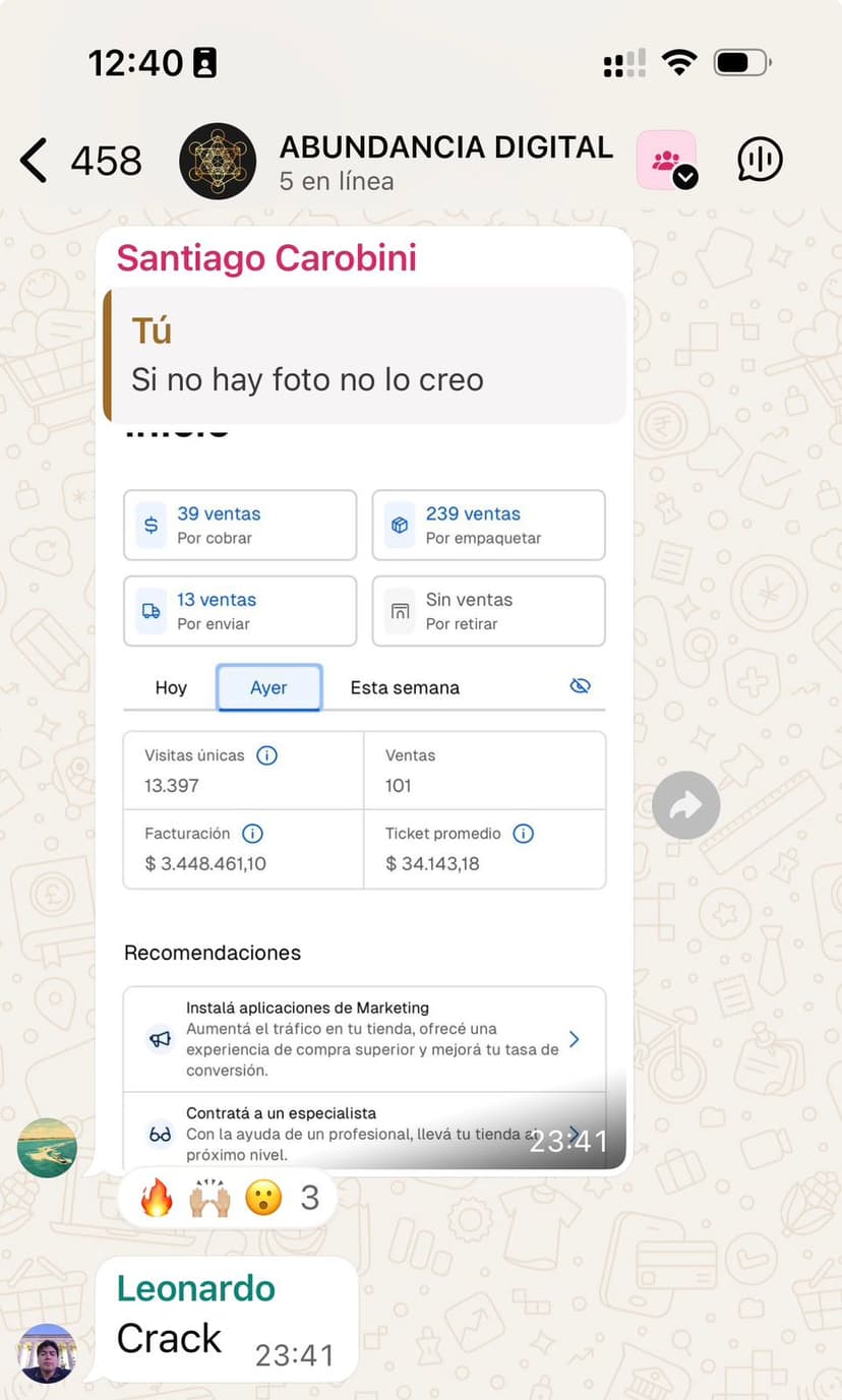 Dashboard de Santiago Carobini